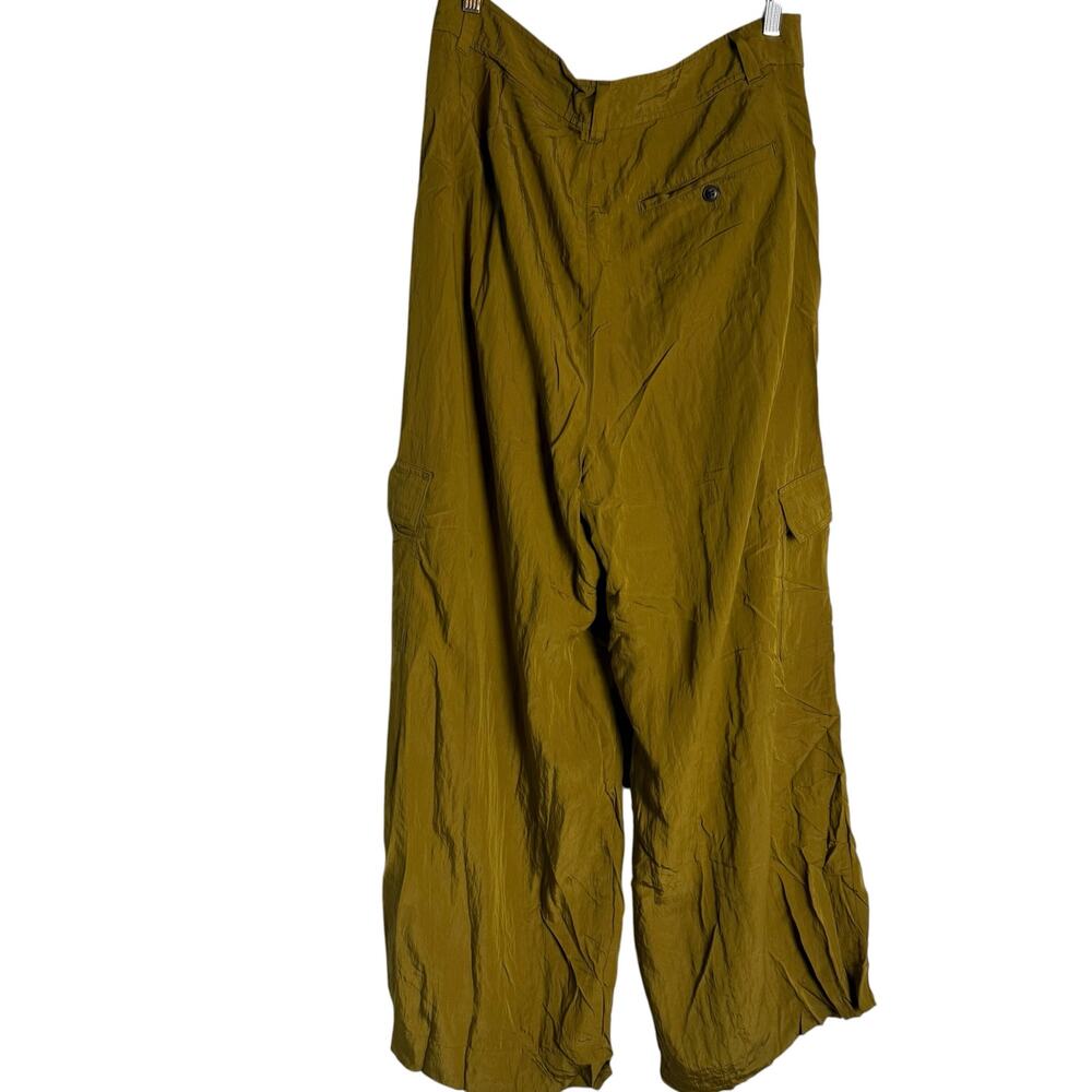 Madewell The Harlow Wide-Leg High Rise Olive Drapey Relaxed Cargo Pants Size 14 - Picture 14 of 16